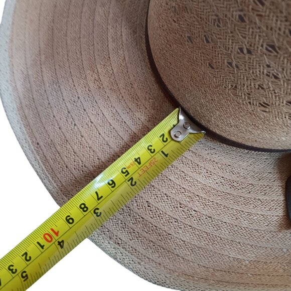 Vintage 6 7/8 Straw Western Cowboy Hat W/ Brown Band Ventilated Crown Natural - Picture 7 of 11